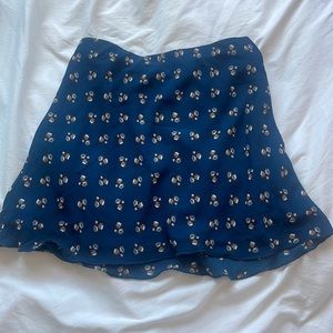 blue floral skirt